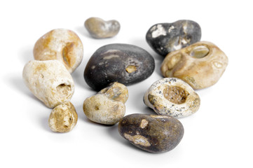 pebbles over white background