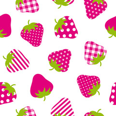 Seamless Pattern Strawberries Pink