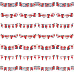 uk party bunting vector union jack flags clipart horizontally seamless isolated on white