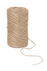 reel of brown packing rope isolated