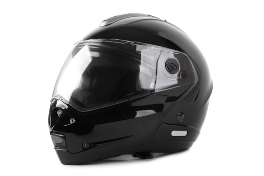 black motorcycle helmet isolated