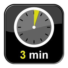 Glossy Button schwarz - Uhr: 3 Minuten