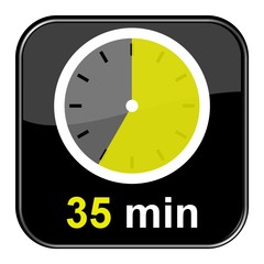 Glossy Button schwarz - Uhr: 35 Minuten