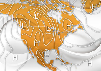Sample Weather Map of North America - obrazy, fototapety, plakaty