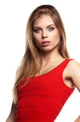 Woman in red dress