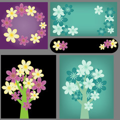 Floral decorative backgrounds set