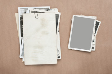 Set  old, blank picture on gray cardboard background
