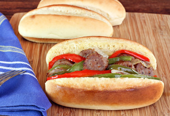 Sausage, Onion and Pepper Sub Sandwich