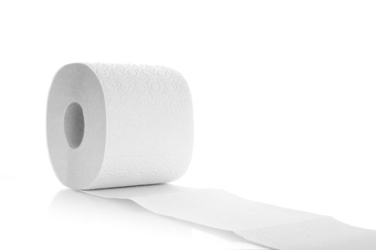 Roll of toilet paper isolated on a white background