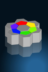 Fototapeta premium Logo Farbsechseck 3d liegend