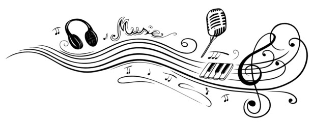 Musik, Musiknote, Noten, Notenschlüssel, schwarz © christine krahl