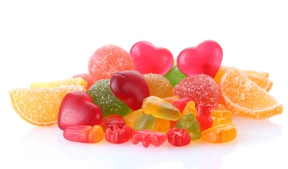 Abwaschbare Fototapete colorful jelly candies isolated on white © Africa Studio