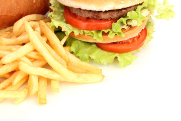Fast food close-up isolated on white
