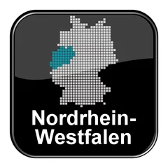 Papier Peint photo autocollant Pixels Bouton brillant - Carte de l& 39 Allemagne : État de Rhénanie du Nord-Westphalie