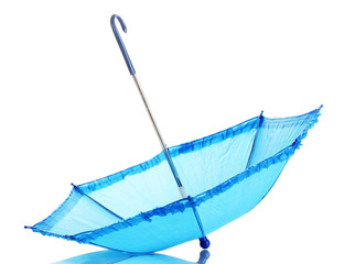 Blue umbrella isolated on white