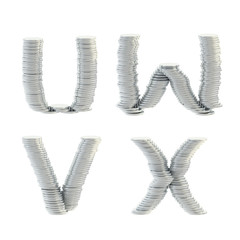 ABC alphabet symbols made of coins