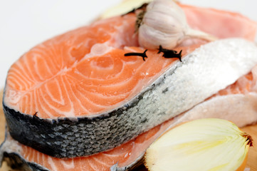 Delicious fresh salmon steak