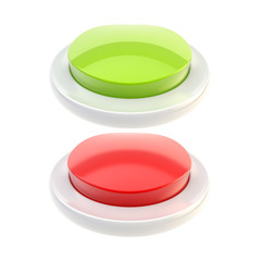 Red and green glossy buttons isolated