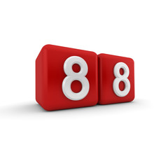 Red 3D block with number eighty eight