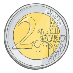 Two euros coin sketch