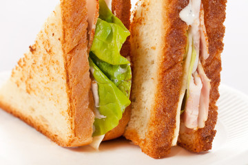 sandwich with ham and vegetables