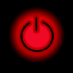 Power button against black background