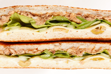 sandwich with ham and vegetables