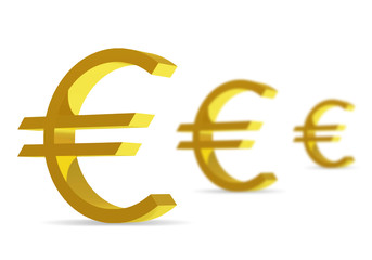3d Golden Euro Symbol on white background