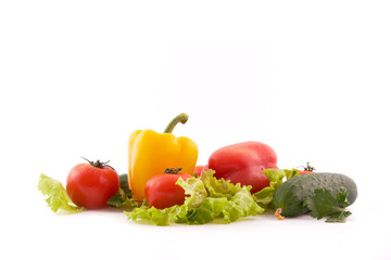 Vegetables on white background
