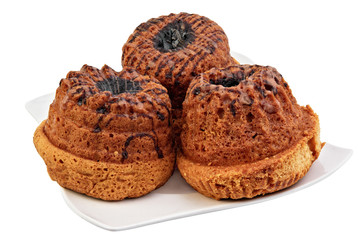 chocolate muffins isolated on the white background