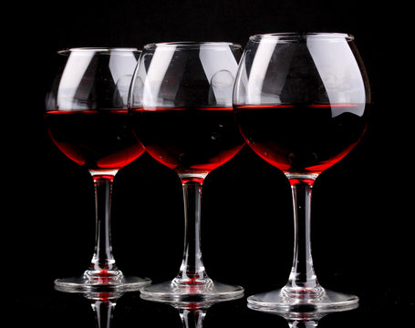 Wineglasses isolated on black