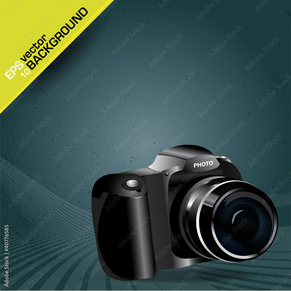 Poster Abstract vector grunge background with digital camera
