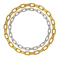 Fototapeta premium Golden and Silver Chains isolated on white background