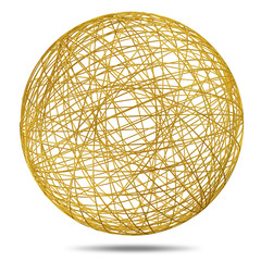 Abstract Golden Sphere on white background