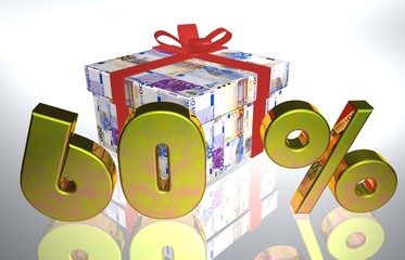 3D Geldgeschenk weiss - 60 %