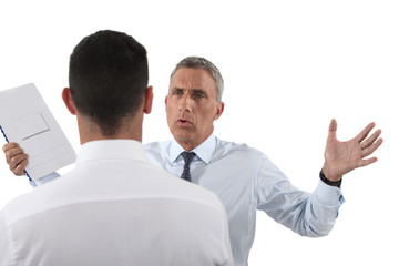 Man yelling at his assistant