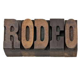 rodeo word in letterpress wood type