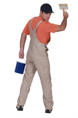 Paint holding brush and pot