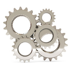 Silver Gears on white background
