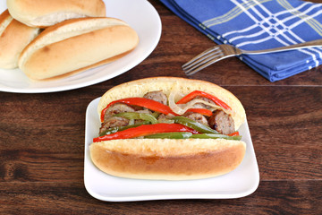 Sausage, Onion and Pepper Sub Sandwich
