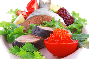 alaskan salmon and vegetables