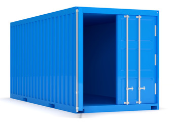 Opened Cargo Container isolated on white background
