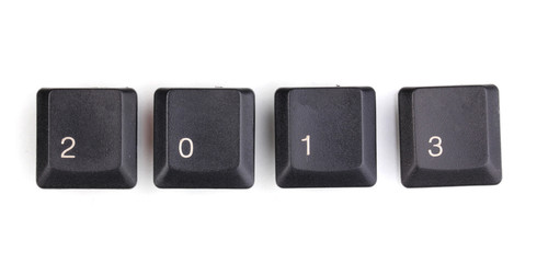 Keyboard keys saying 2013 isolated on white