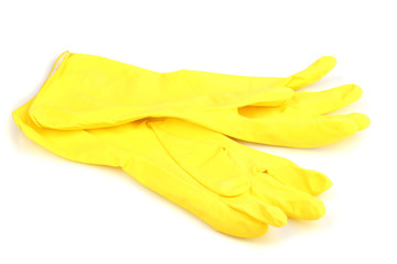 Color cleaning gloves isolated on white