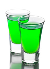 Two glasses of absinthe isolated on white