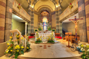 Fototapeta na wymiar Catholic church interior view. Alba, Italy.