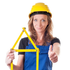 Frau mit Meterstab - woman with measuring meter