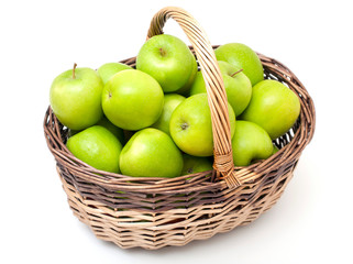 basket with green apples