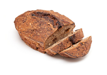 home-made bread from rye flour on white background