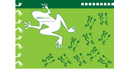 vector background with frog silhouettes isolated on green
